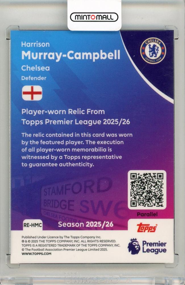 2025-26 Topps Premier League Soccer Harrison Murray-Campbell Premier Relic25/50 Chelsea FC