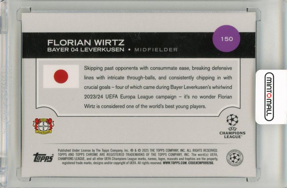 2024-25 Topps UEFA Japan Edition Soccer Florian Wirtz Cherry Blossom Refractor Bayer 04 Leverkusen