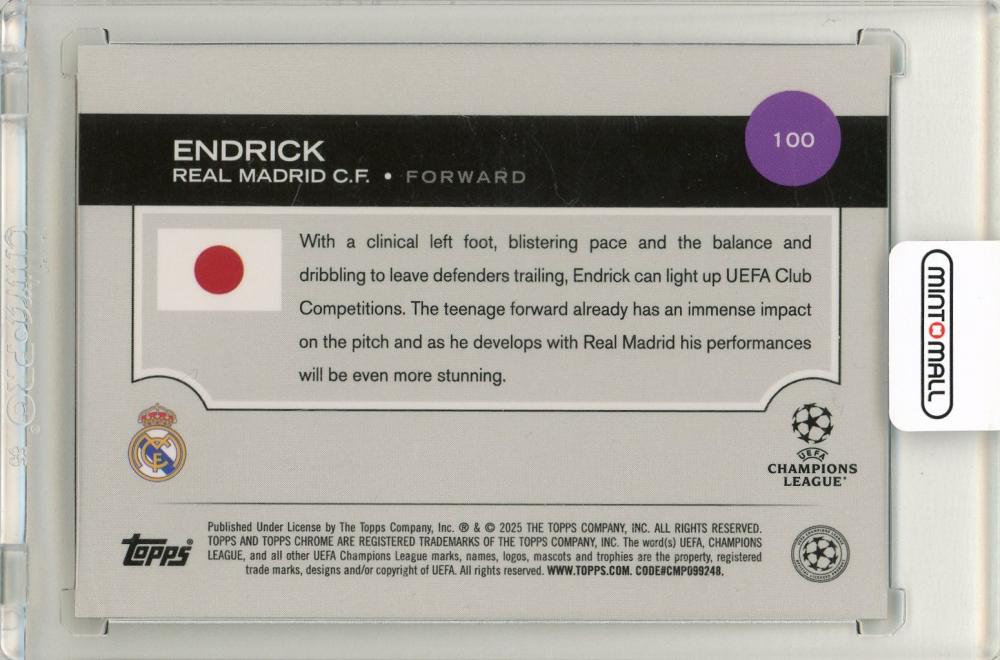 2024-25 Topps UEFA Japan Edition Soccer Endrick Gold Mojo Refractor09/50 Real Madrid C.F.