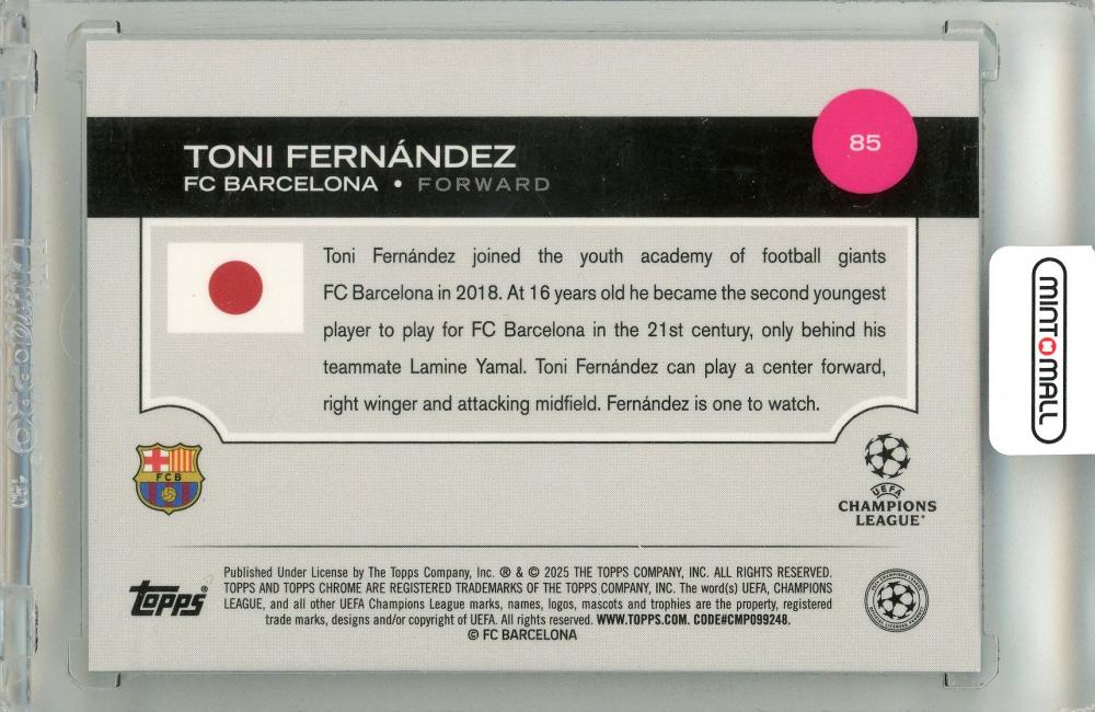 2025 Topps Uefa Japan Edition Toni Fernandez #85 Base Green Mojo Parallel62/99 FC Barcelona