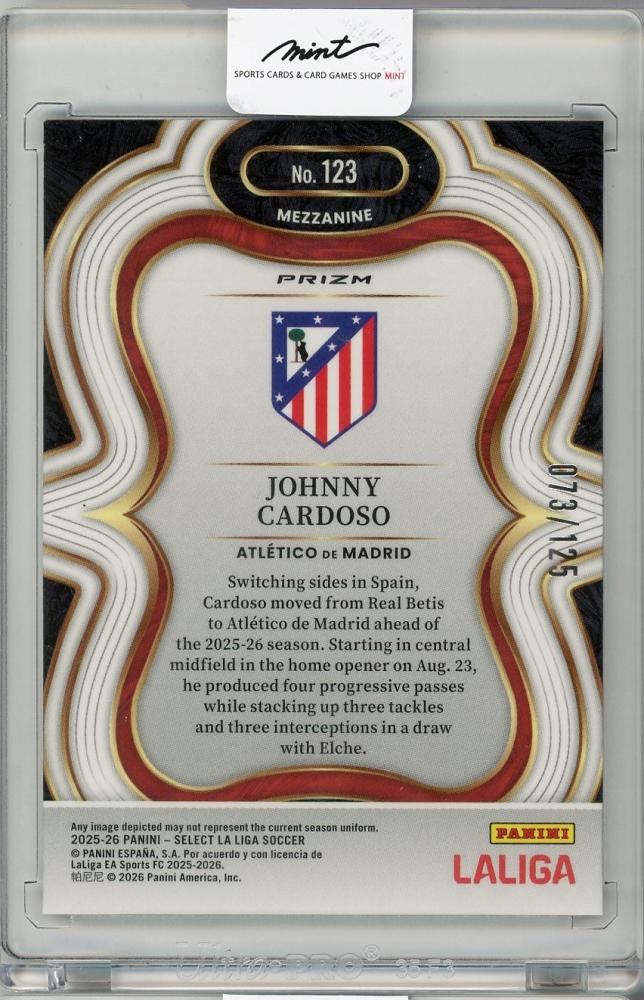 2025-26 PANINI SELECT LA LIGA Johnny Cardoso #123073/125 Atlético de Madrid