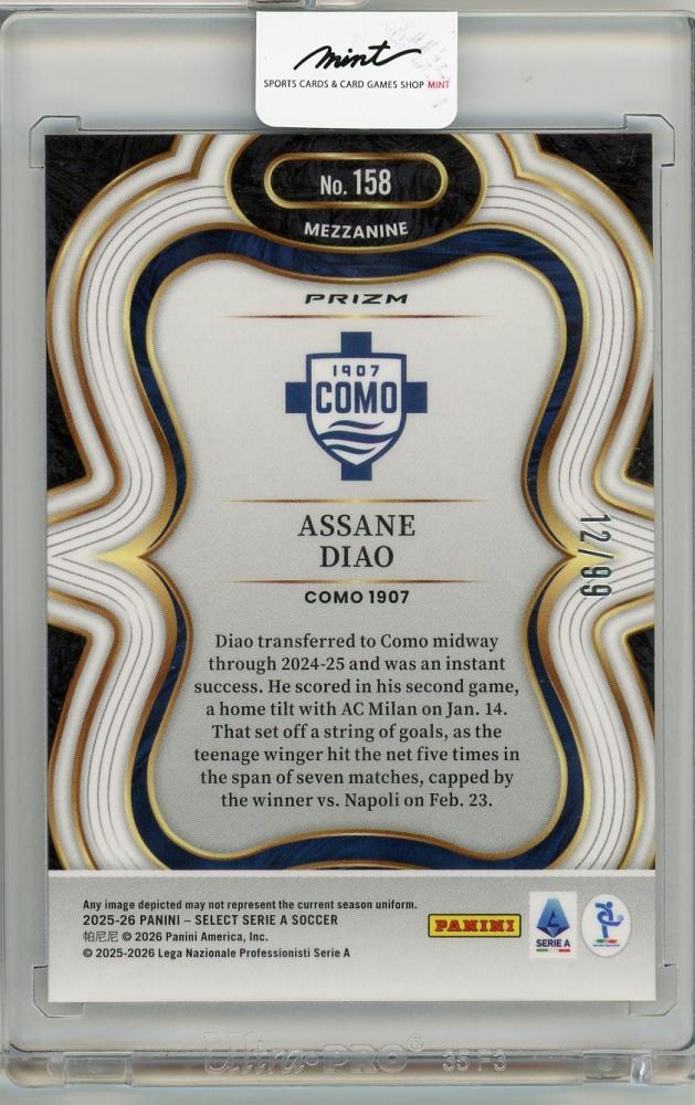 2025-26 PANINI SELECT SERIE A Assane Diao #15812/99 Como 1907