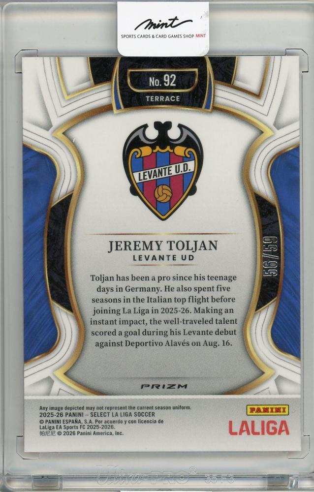 2025-26 PANINI SELECT LA LIGA Jeremy Toljan #9256/59 Levante UD