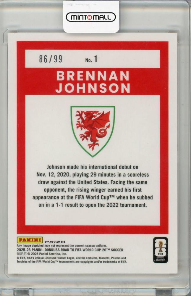 2025-26 PANINI DONRUSS ROAD TO FIFA WORLD CUP Brennan Johnson #186/99 Wales