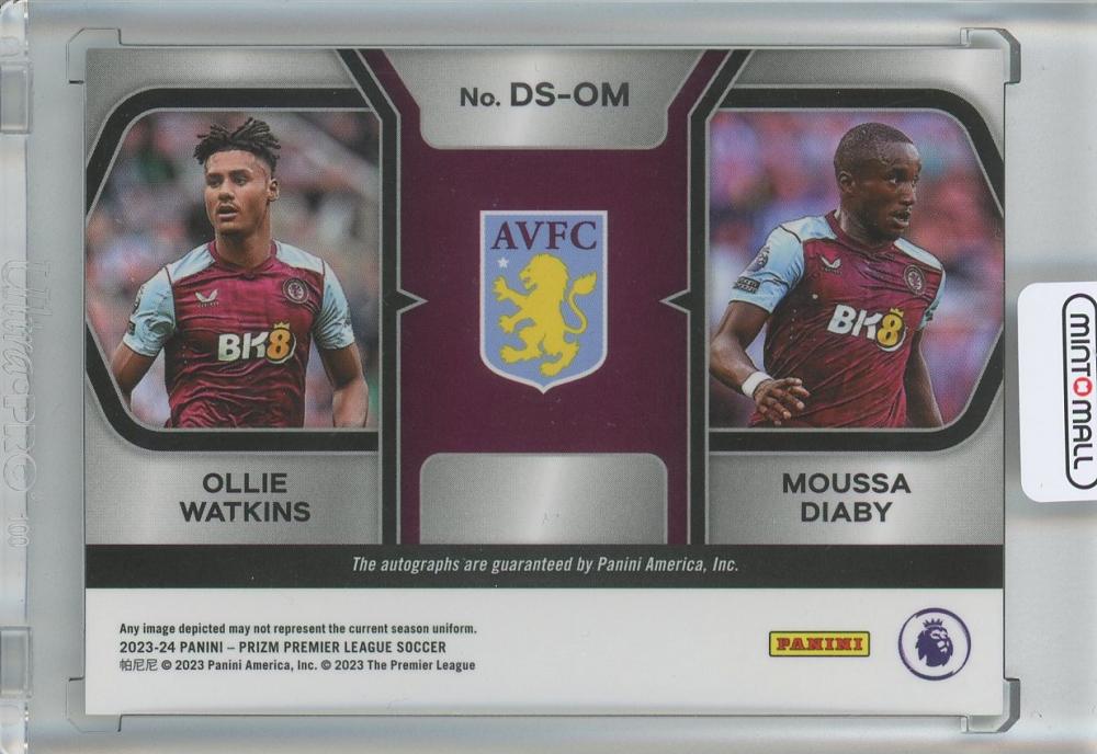 2023-24 Panini Prizm Premier League Moussa Diaby& Ollie Watkins Dual Signatures/#DS-OM Aston Villa