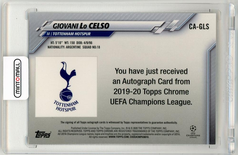 2019-20 Topps Chrome UEFA Champions League Giovani Lo Celso AutographCA-GLS Tottenham Hotspur