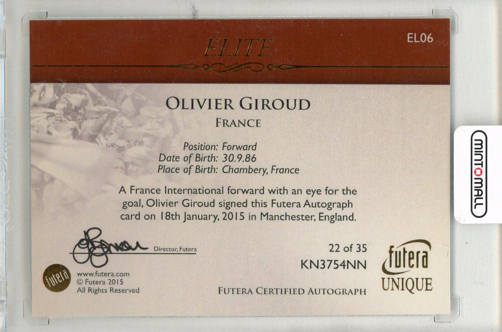2015 FUTERA Unique Olivier Giroud ELITE Autograph #EL06 France