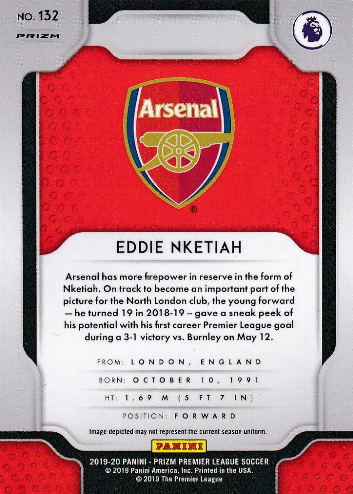 2019-20 Panini Prizm Premier League Eddie Nketiah Arsenal Silver parallel trading card