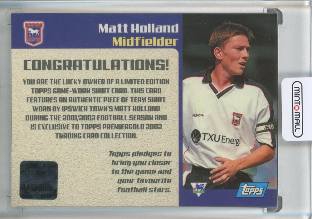 2002-03 Topps Premier Gold England Matt Holland Game-Used Shirts #9