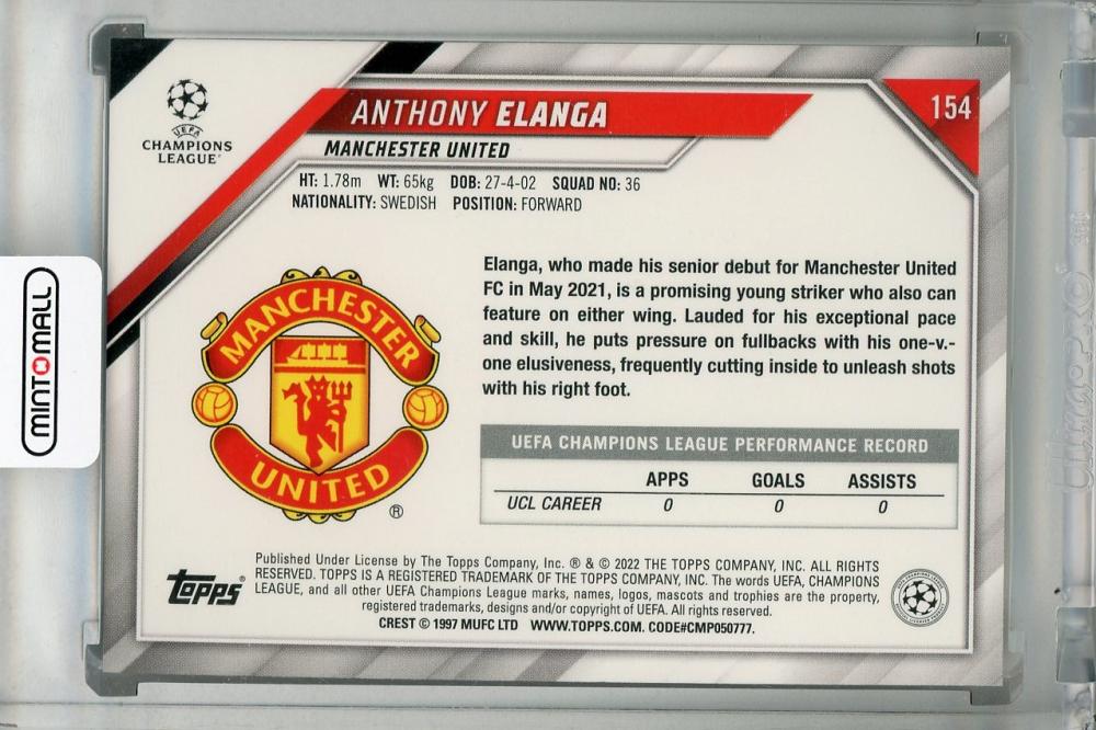 2021-22 Topps UEFA Champions League Anthony Elanga Manchester United Base Starball Rookie Card Parallel