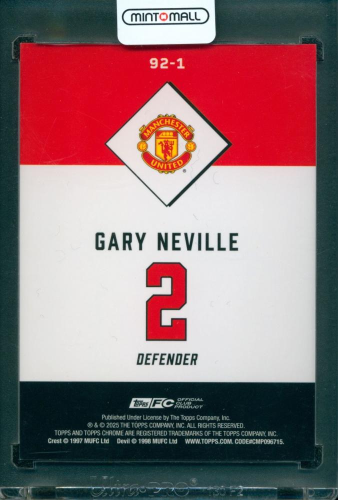 2024-25 TOPPS Chrome Manchester United Soccer Deluxe Edition Gary Neville Class of 9215/15