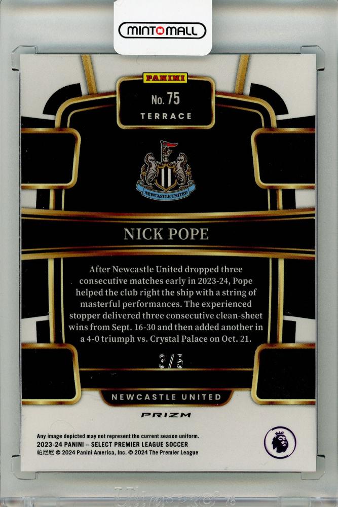 2023-24 PANINI Select Premier League Soccer Nick Pope Green #753/5 Newcastle United
