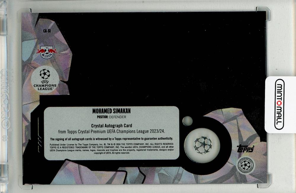 2023-24 TOPPS Crystal Premium UEFA Champions League Mohamed Simakan Crystal Autographs Black #CASI33/50 RB Leipzig