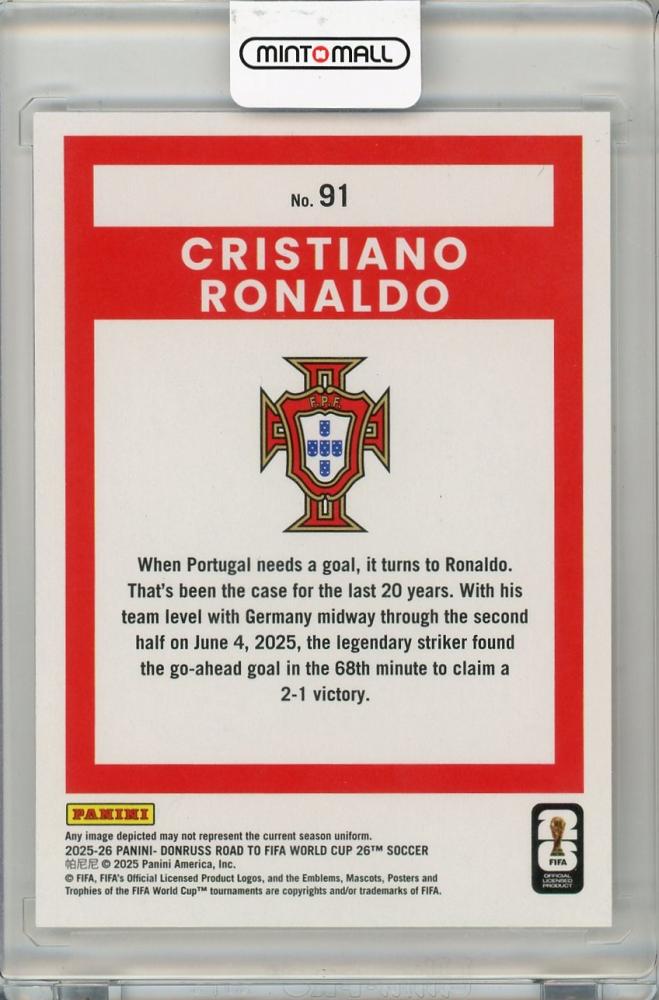 2025-26 PANINI DONRUSS ROAD TO FIFA WORLD CUP Cristiano Ronaldo #91 Portugal