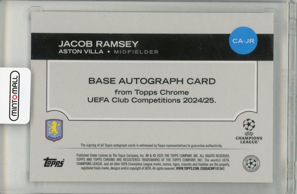 2025 TOPPS Chrome Jacob Ramsey AUTO Aston Villa