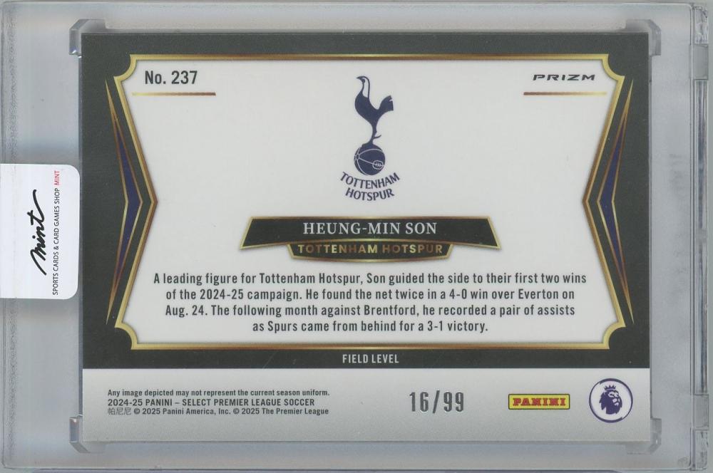 2024-25 PANINI Select English Premier League Pink #237 / HEUNG-MIN SON(Tottenham Hotspur) 16/99