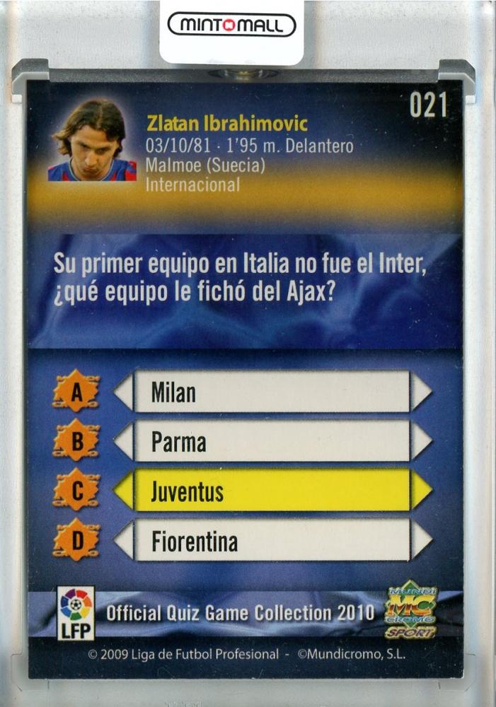 2009-10 Mundicromo Official Quiz Game Collection La Liga Zlatan Ibrahimovic #21 FC Barcelona