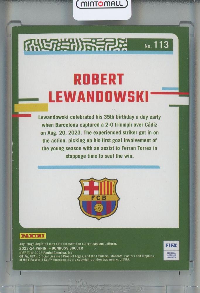 2023-24 Panini Donruss Soccer Robert Lewandowski Base/#113/Green1/5 FC Barcelona