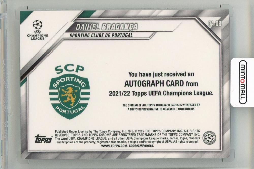 2021-22 TOPPS Chrome UEFA Champions League Daniel Braganca Autographs Aqua Lava Refractors #CADB Sporting Clube De Portugal