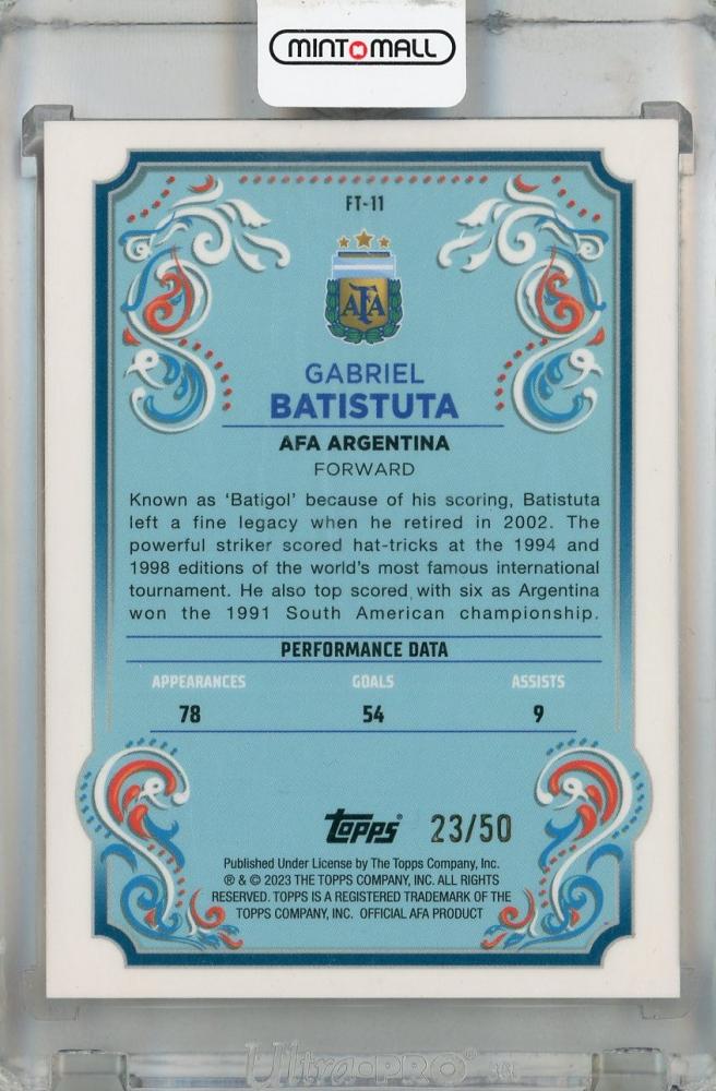 2023 Topps Argentina Fileteado Gabriel Batistuta Fileteado Pink Tango #FT-1123/50