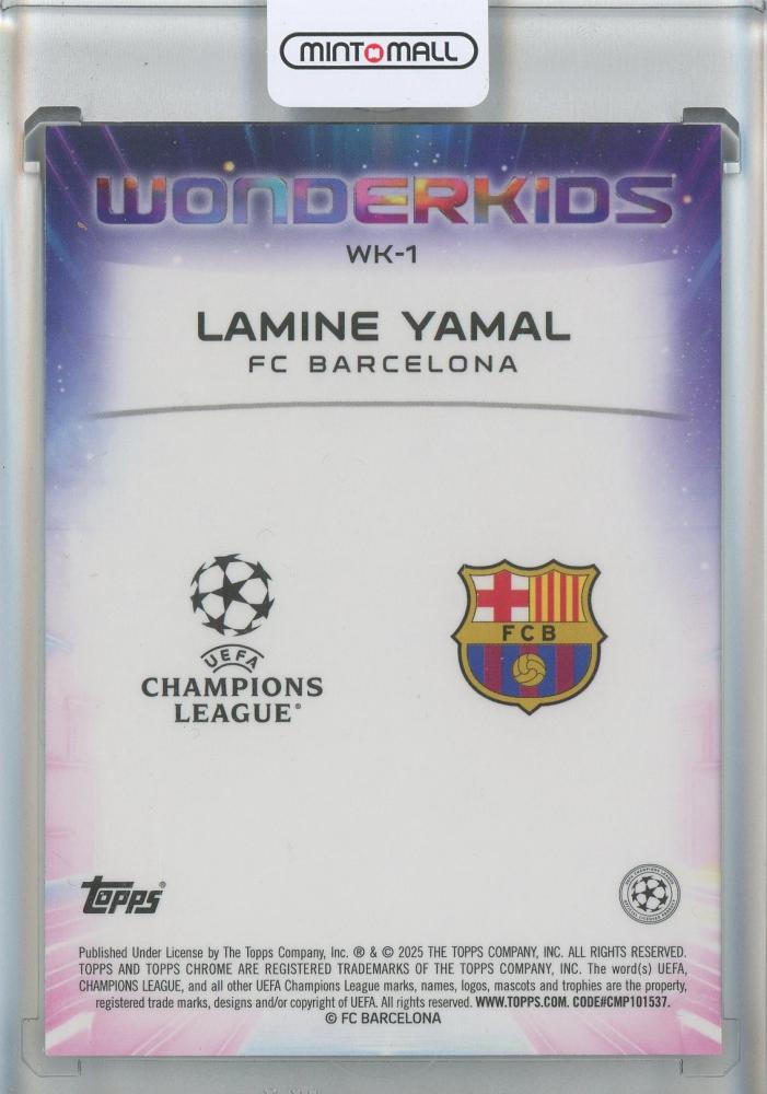 2024-25 Topps Chrome UEFA Club Competitions Lamine Yamal Wonderkids #WK1 FC Barcelona