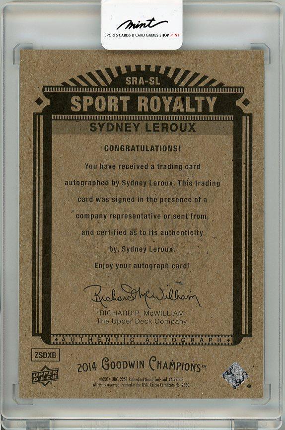 2014 UPPER DECK Goodwin Champions Sydney Leroux autograph trading card