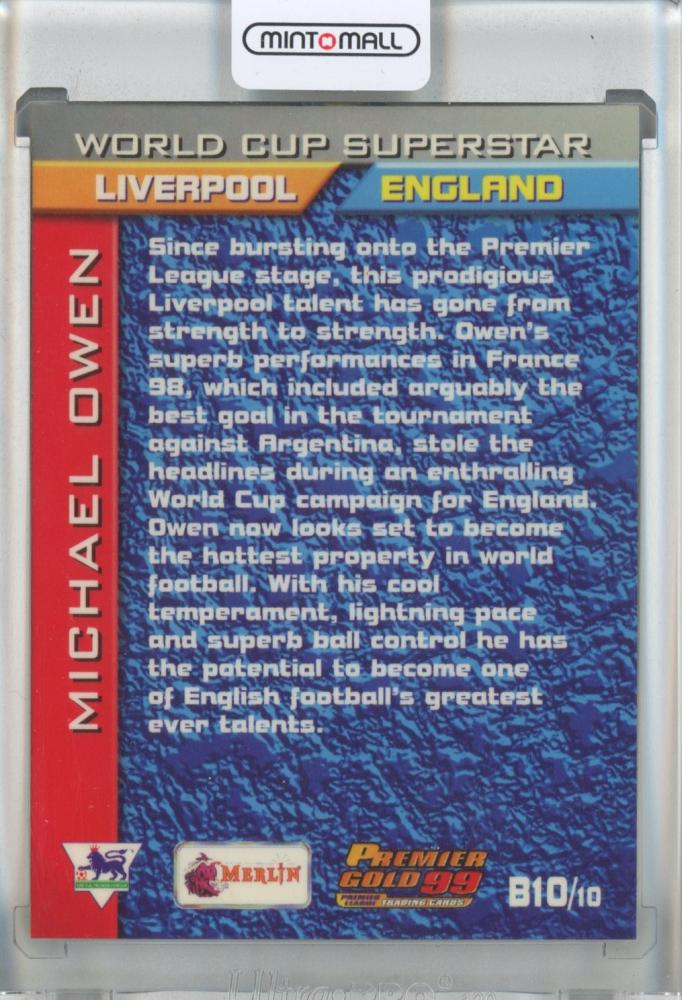 1998-99 Merlin Premier Gold England Michael Owen Rainbow Foil #B10 Liverpool FC