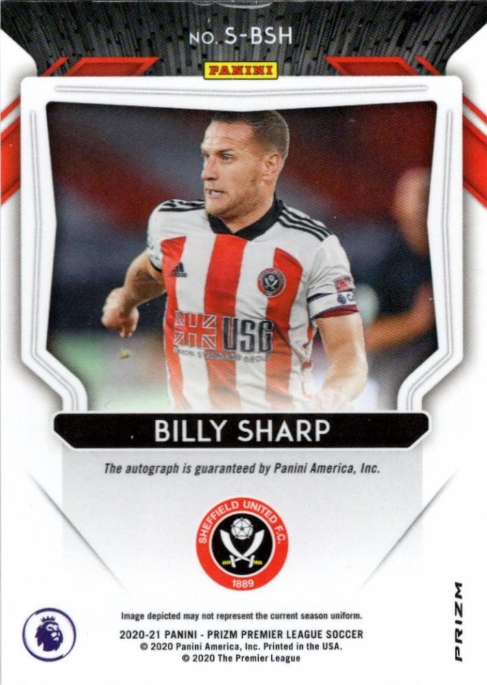 2020-21 Panini Prizm EPL Billy Sharp signed breakaway auto trading card with minor stain on back