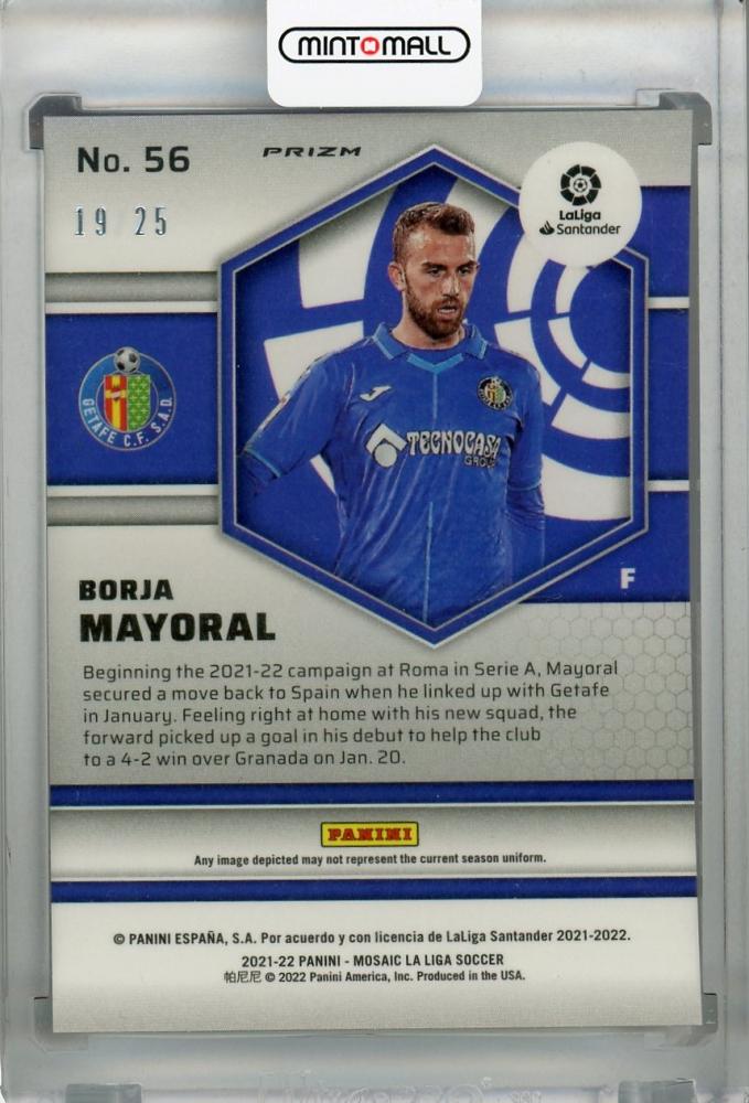 2021-22 Panini Mosaic La Liga Borja Mayoral Pink parallel trading card numbered 19 out of 25