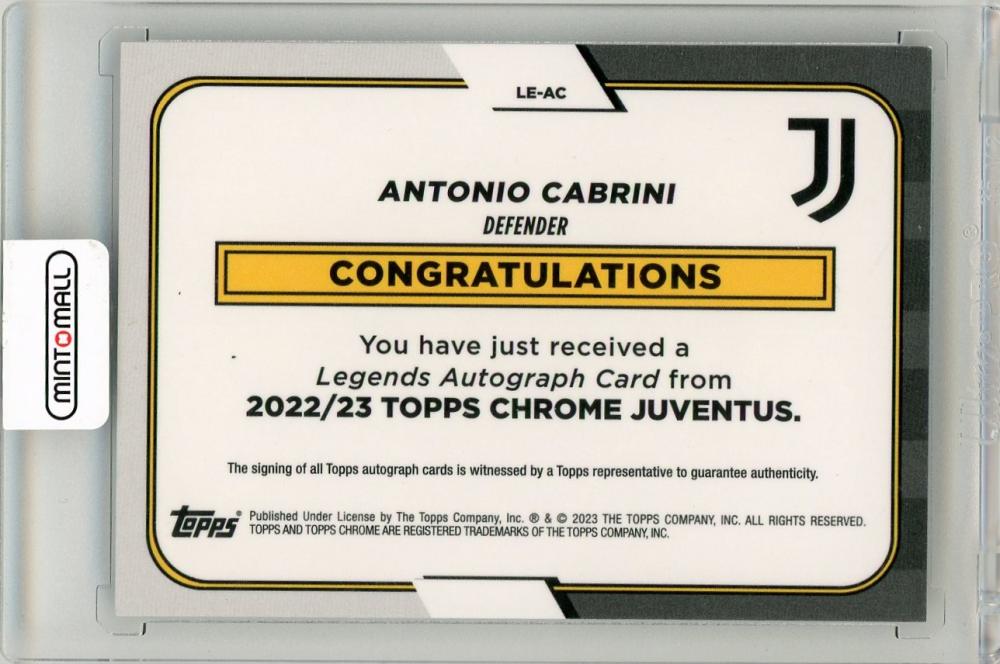 2022-23 Topps Chrome Juventus Antonio Cabrini AutographLE-AC