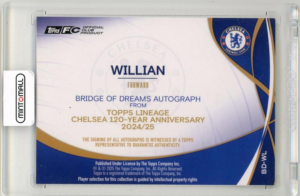 2024-25 Topps Lineage Chelsea 120 Willian Bridge of Dreams Autograph35/75