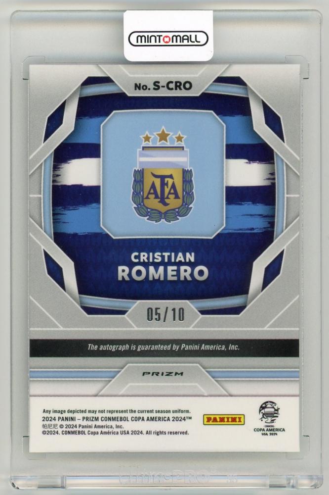 2024 Panini Prizm Copa America Cristian Romero Signatures Silver Prizm Parallel5/10 Argentina