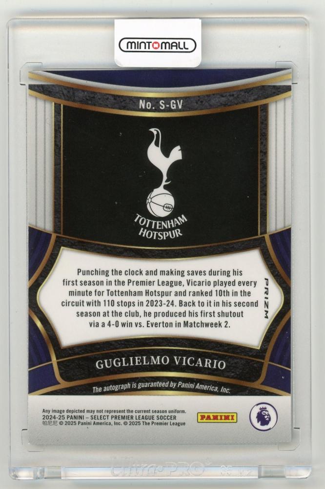 2024-25 Panini Select Premier League Guglielmo Vicario Signatures Premier LeagueS-GV Tottenham Hotspur