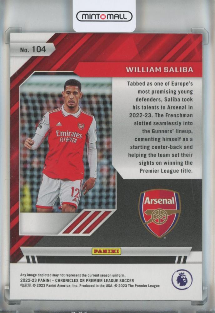2022-23 Panini Chronicles English Premier League William Saliba RC Blue Astro #104 /XR6/16 Arsenal