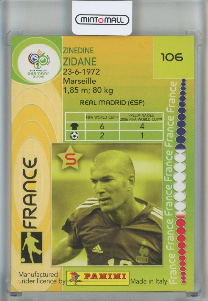 2006 Panini World Cup Zinedine Zidane #106 France