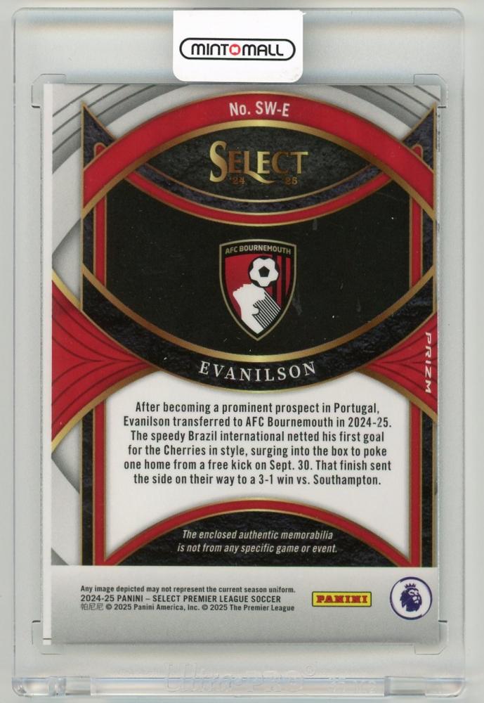 2024-25 Panini Select Premier League Evanilson SwatchesSW-E AFC Bournemouth