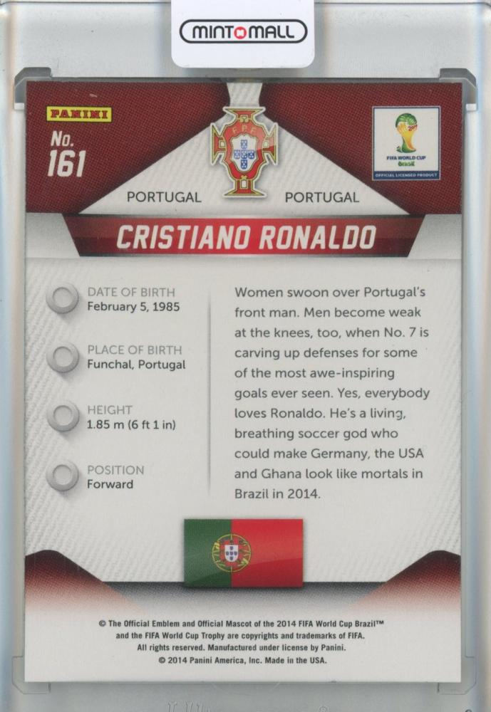 2014 Panini Prizm World Cup Cristiano Ronaldo #161 Portugal