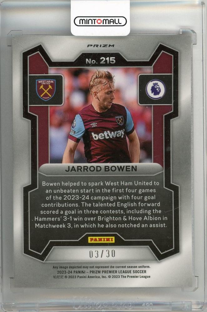 2023-24 PANINI Prizm English Premier League Jarrod Bowen Prizms Choice Red #21503/30 West Ham United FC