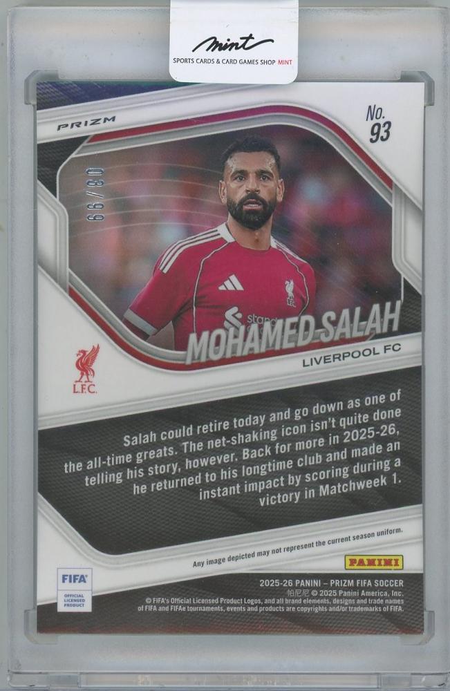 2025-26 PANINI Prizm FIFA Prizms Teal Ice #93 / MOHAMED SALAH(Liverpool FC) 03/99