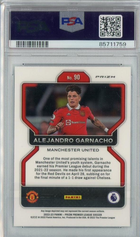 2022-23 Panini Prizm English Premier League Alejandro Garnacho Mojo #90PSA10 Manchester United