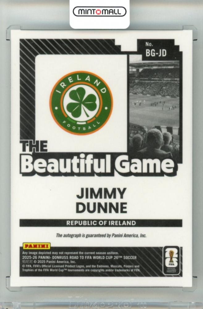 2025-26 Panini Donruss Road To FIFA World Cup 26 SOCCER Jimmy Dunne #BG-JD Beautiful Game Autograph Card