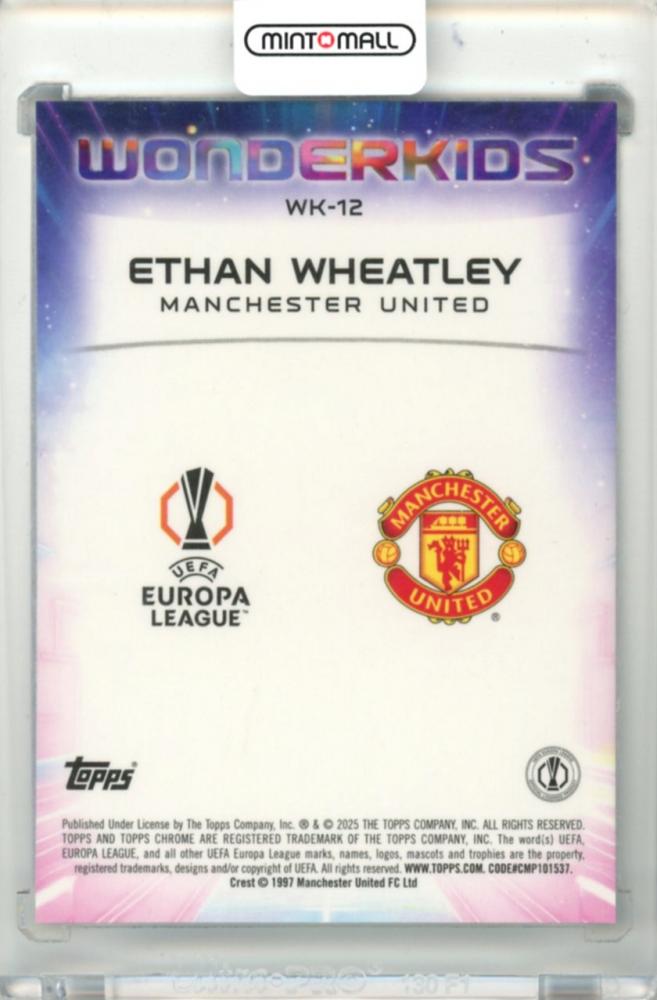 2024-25 Topps Chrome Uefa Club Competition Ethan Wheatley #WK-12 Wonderkids Blue Parallel085/150