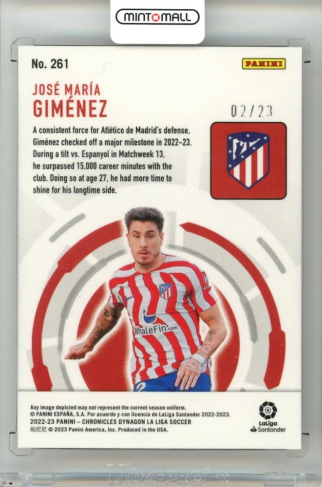 2022-23 Panini Chronicles Soccer Jose Maria Gimenez #261 Dynagon Orange Ice Parallel 02/23