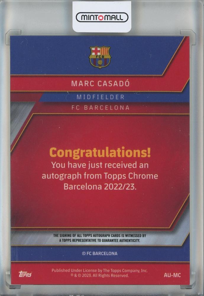 2022-23 FC Barcelona Topps Chrome Marc Casado Autographs #AU-MC FC Barcelona