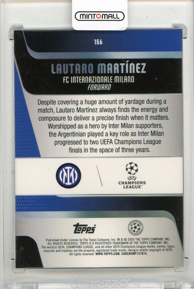 2025-26 TOPPS UEFA Club Competitions Japan Edition Lautaro Martinez Base Cherry Blossom Variation #156 FC Internazionale Milano