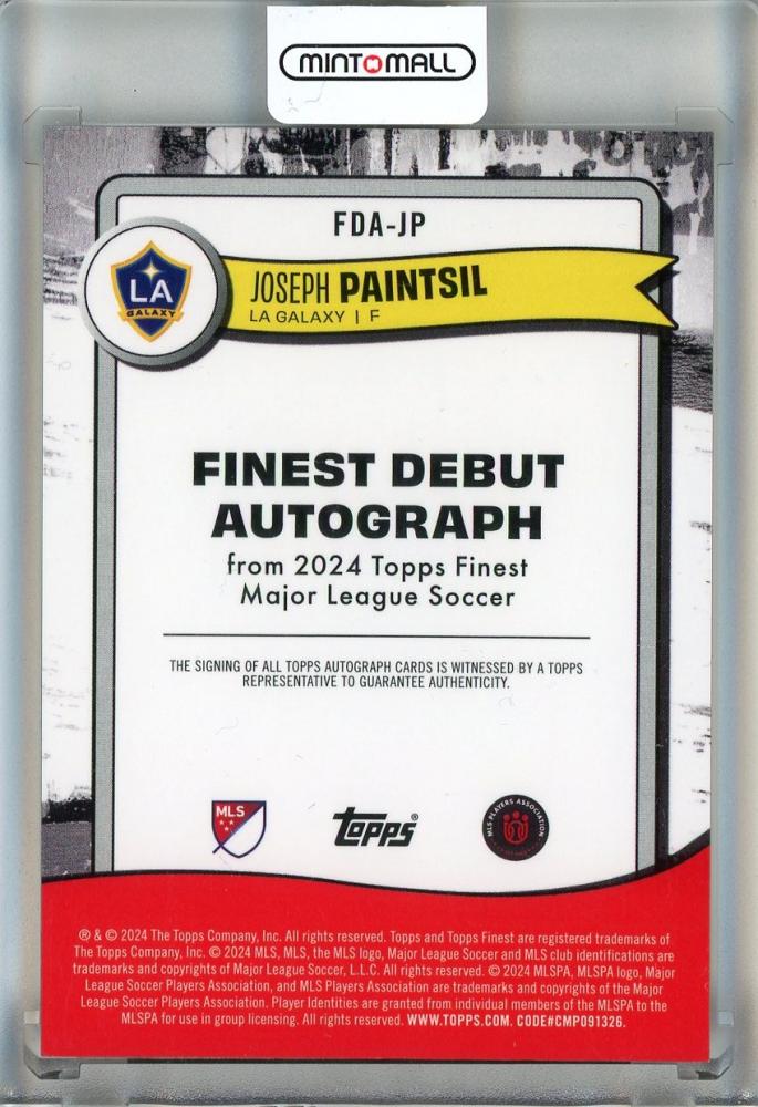 2024 Topps Finest MLS Joseph Paintsil Debuts Autographs Gold Refractors #FDAJP40/50 LA Galaxy