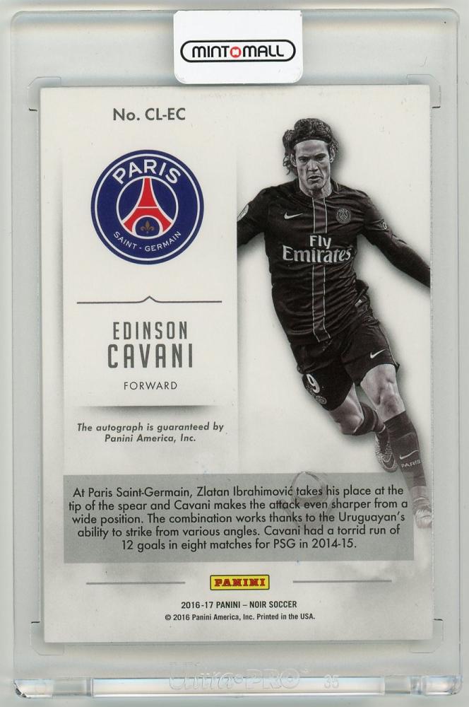 2016 Panini Noir Edinson Cavani Club Signatures Platinum serial 8 of 10 Paris Saint-Germain trading card