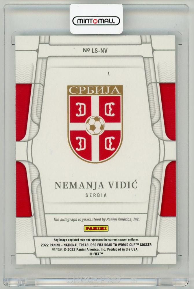 2022 Panini National Treasures FIFA Road to World Cup Nemanja Vidic Legendary Signatures Ruby Parallel card