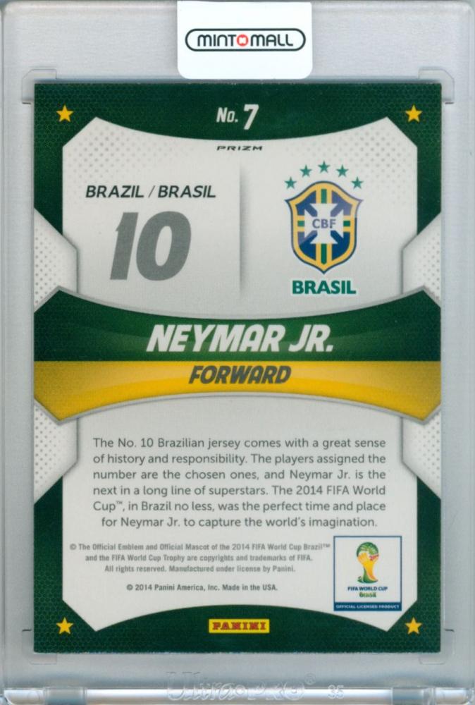 2014 Panini Prizm World Cup Neymar Jr #7 trading card Red White Blue Prizm Parallel