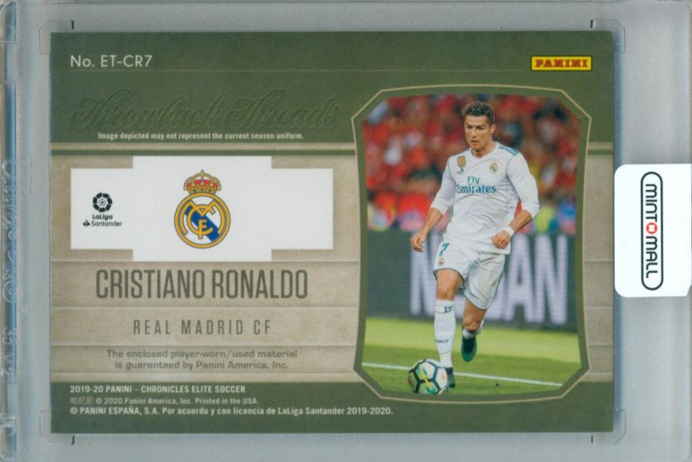 2019-20 Panini Chronicles Cristiano Ronaldo Elite Throwback Thread collectible card serial #ET-CR7